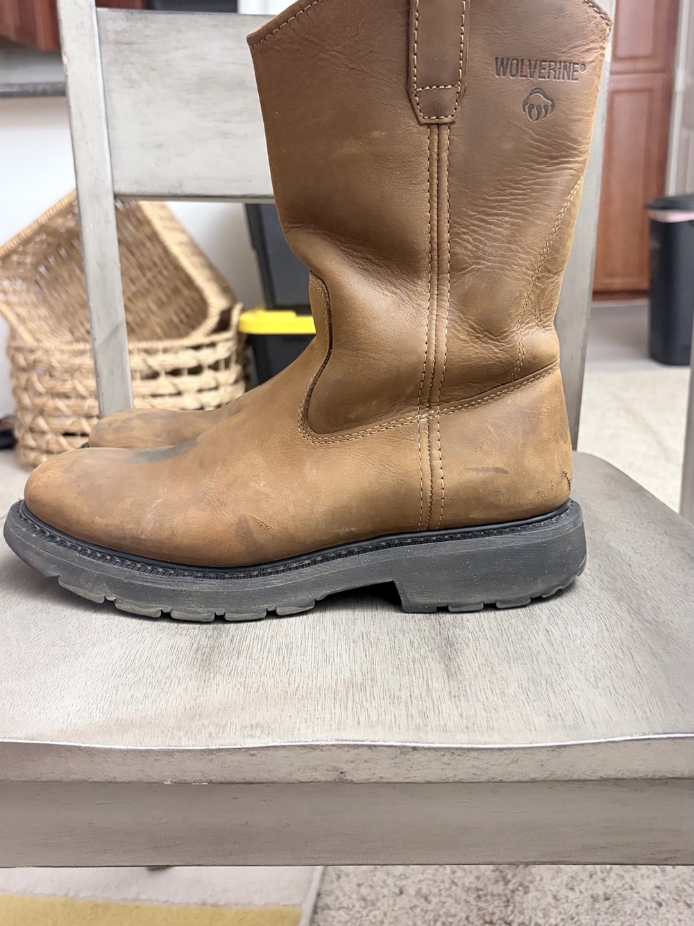 Wolverine Tan Leather Pull-On Work Boots
